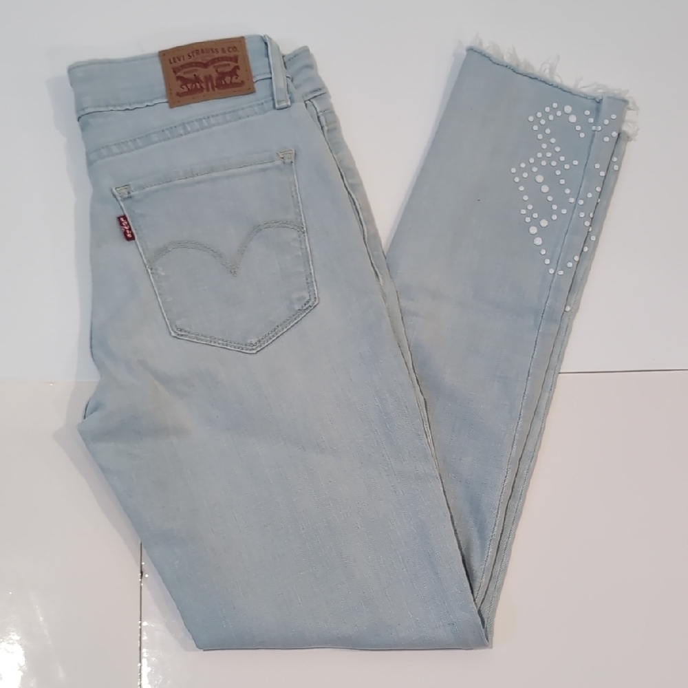 Levi's 711 Amilly Ankle Light Wash Studded Jeans Size 26 - Picture 1 of 12